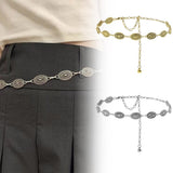 Retro National Style Carved Ancient Gold And Silver Metal Waist Chain Sexy Elegant Women's Dress Senior Sense Decorative Belt - Nioor