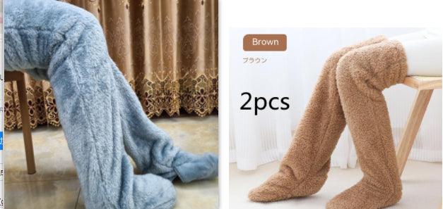 Over Knee High Fuzzy Long Socks Winter Warm Cold Leg Knee Joint Cold-proof Stockings Home Floor Sleeping Socks - Nioor