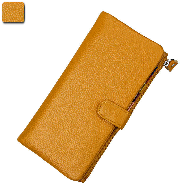 Ladies Long RFID Anti-Scan Wallet Top Layer Leather