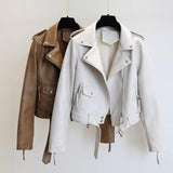 Women's Short Leather Jacket Spring And Autumn - Nioor