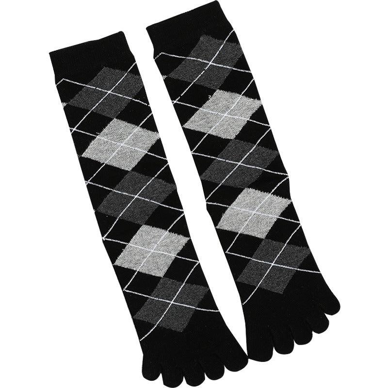 Men's Business High Toe Diamond-shaped Small Dot Vertical Bar Solid Color Socks - Nioor