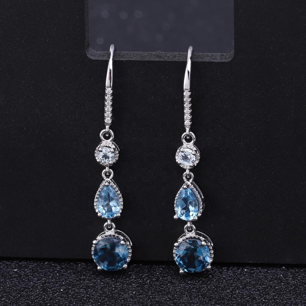 Fashionable Elegant Natural Gemstone Earrings S925 Silver - Nioor