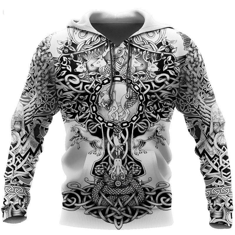 Spring And Autumn Fashion 3D Sweater Viking Warrior Printing - Nioor