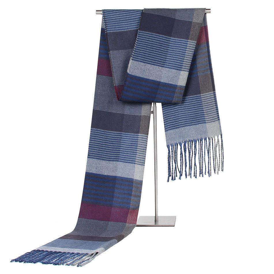 Autumn And Winter New Korean Style Plaid Middle-aged And Elderly Men's Scarf Cashmere-like Warm Scarf Gifts Promotional Products - Nioor