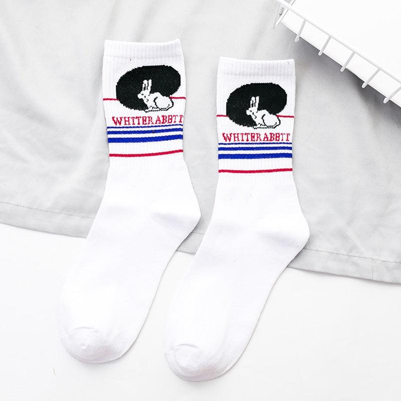 Socks Trendy Tube White Rabbit High-top Cotton Socks - Nioor