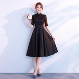 The End Elegant Long Sleeve Thin Company Annual Meeting Black Dress Dress Long Section - Nioor