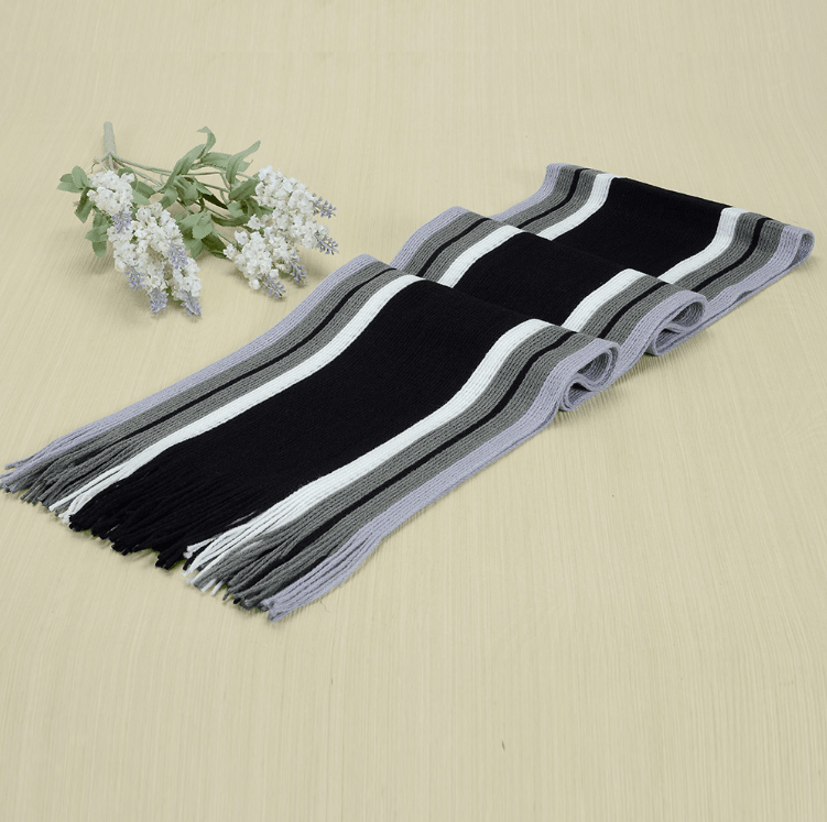 Knitted Warmth And Color Matching Striped Men's Scarf - Nioor