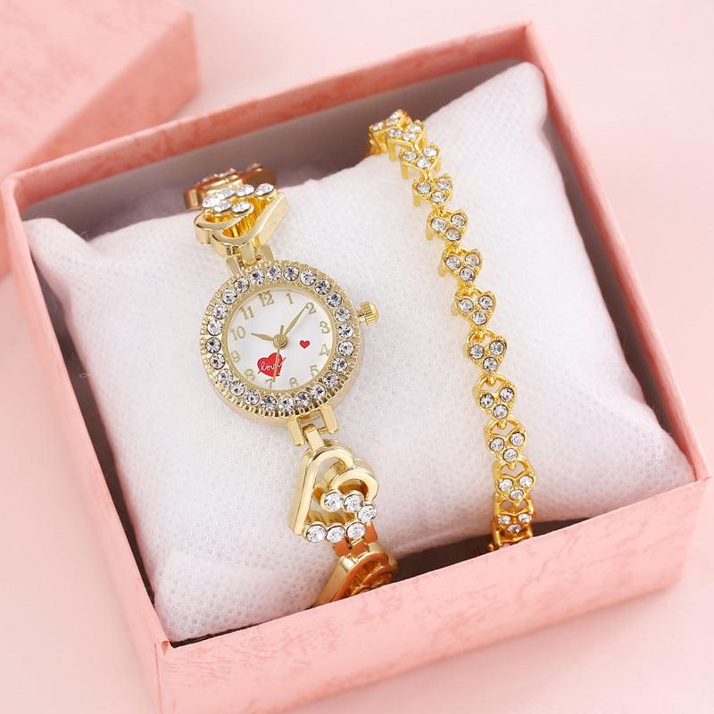 Heart Shape Diamond Small Dial Bracelet Watch Ladies - Nioor