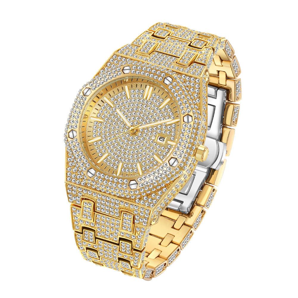 Fashion Rap Ice Hip Hop Full Diamond Large Dial Quartz Men's Watch - Nioor