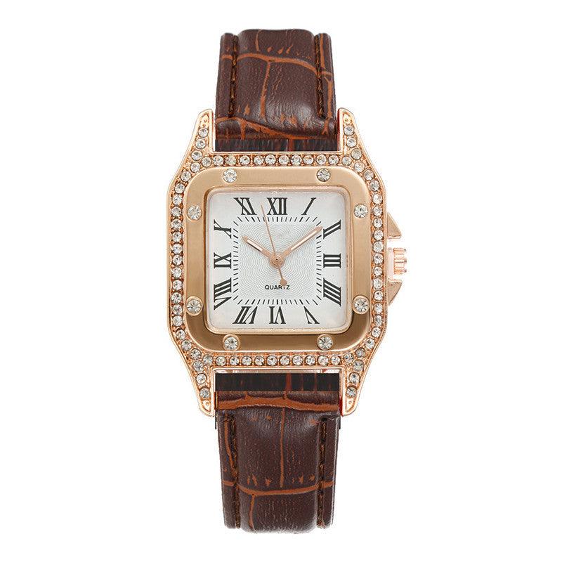 Square Watch Rhinestone Women's Suit - Nioor