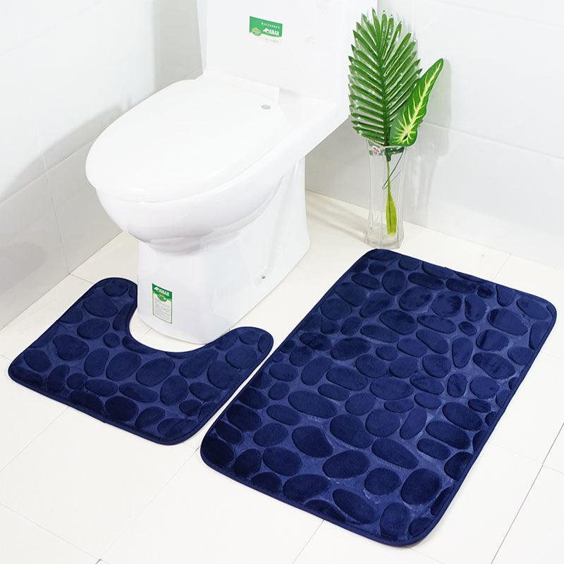 Bathroom Anti-slip Mat European And American Pebble Stone Carpet Toilet Floor Mat Set Bathroom - Nioor