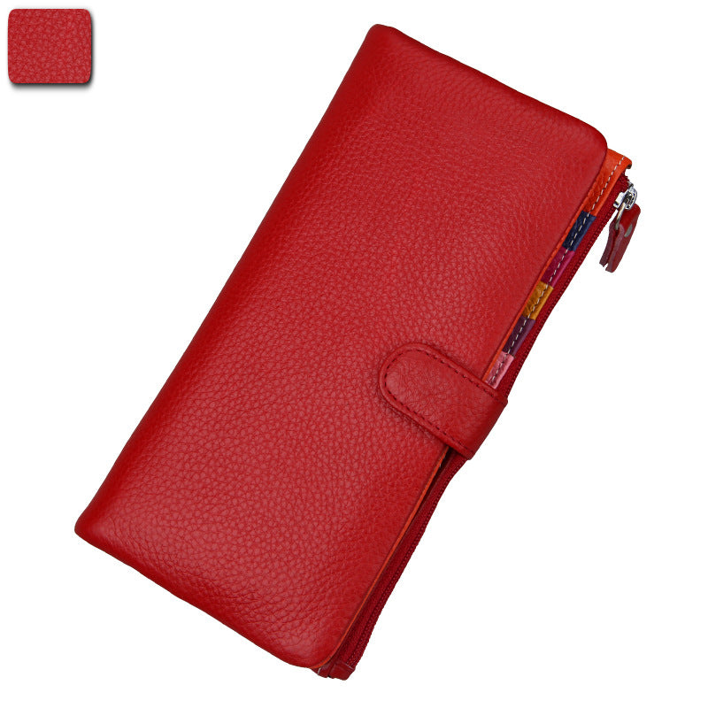 Ladies Long RFID Anti-Scan Wallet Top Layer Leather