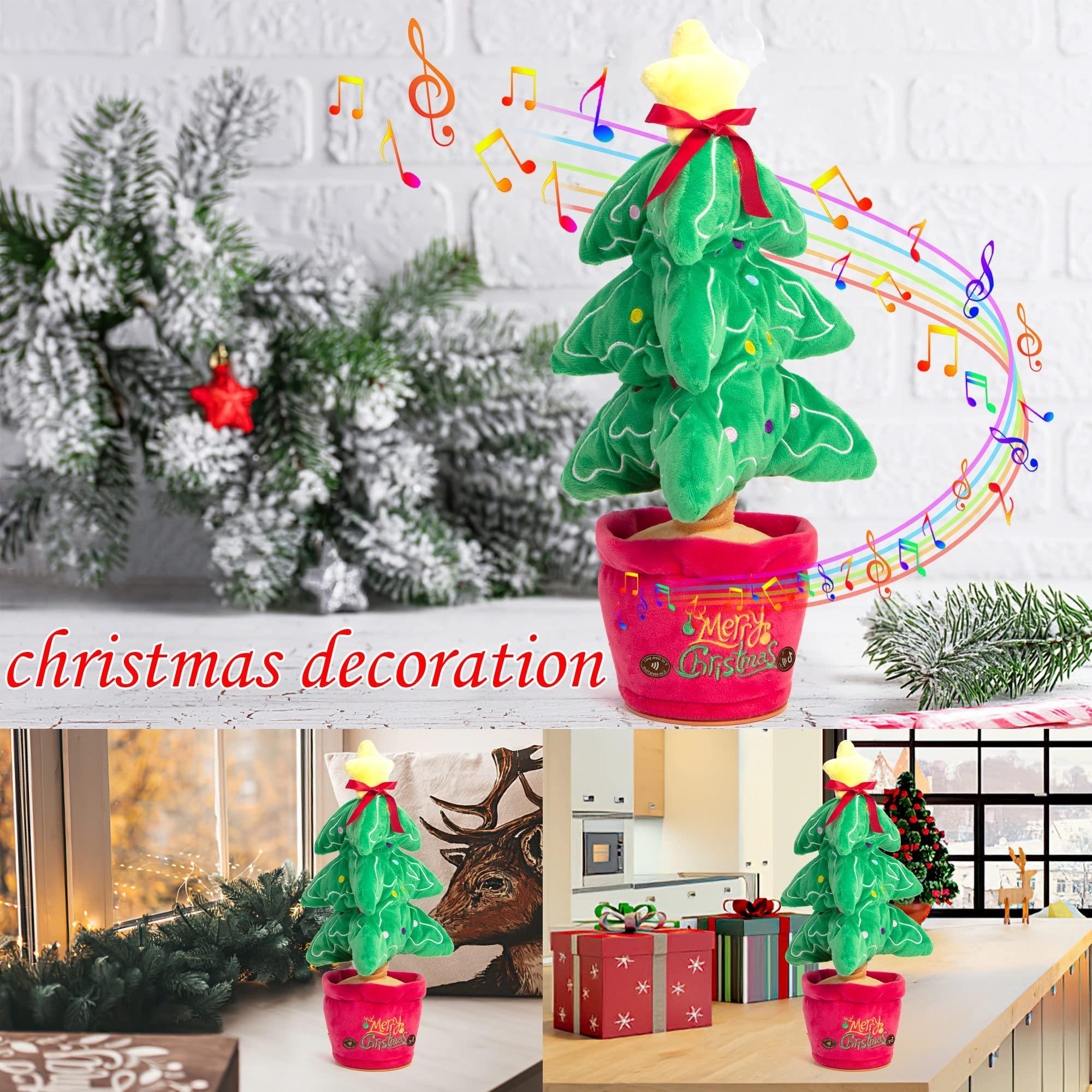 Dancing Christmas Toys Funny Tree Repeat Talking Electronic Plush Toys Can Sing Record Lighten Early Education Funny Gift Christmas - Nioor