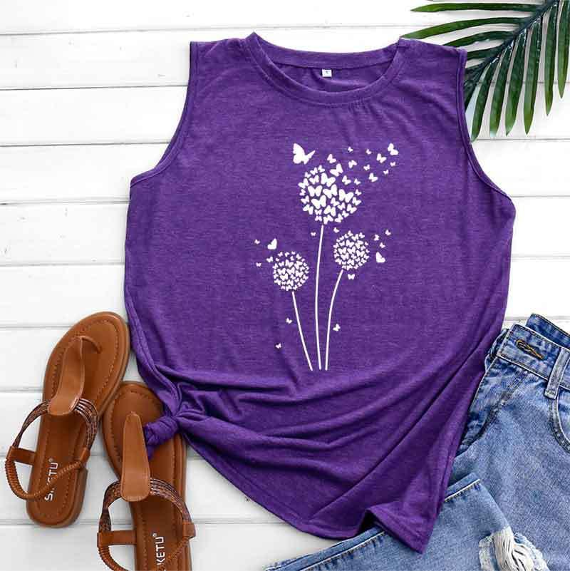 Dandelion Printing Bottoming Sleeveless Vest - Nioor