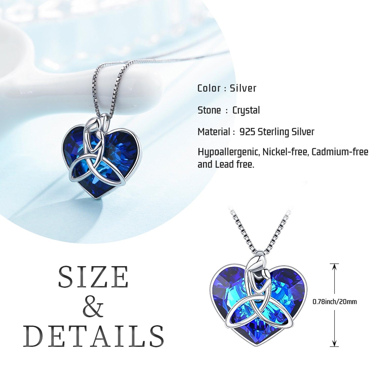 925 Sterling Silver Irish Celtic Knot Love Heart Pendant With Crystal Mother Jewelry - Nioor