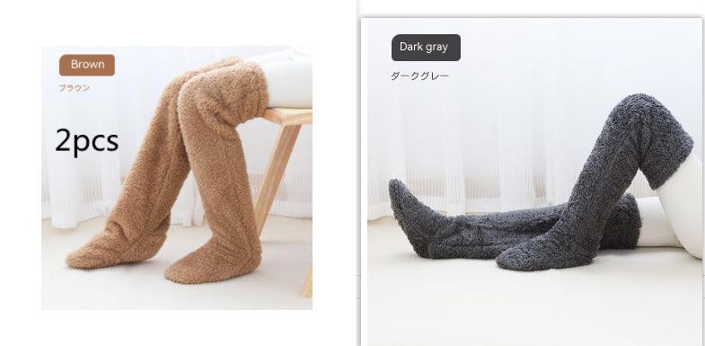 Over Knee High Fuzzy Long Socks Winter Warm Cold Leg Knee Joint Cold-proof Stockings Home Floor Sleeping Socks - Nioor