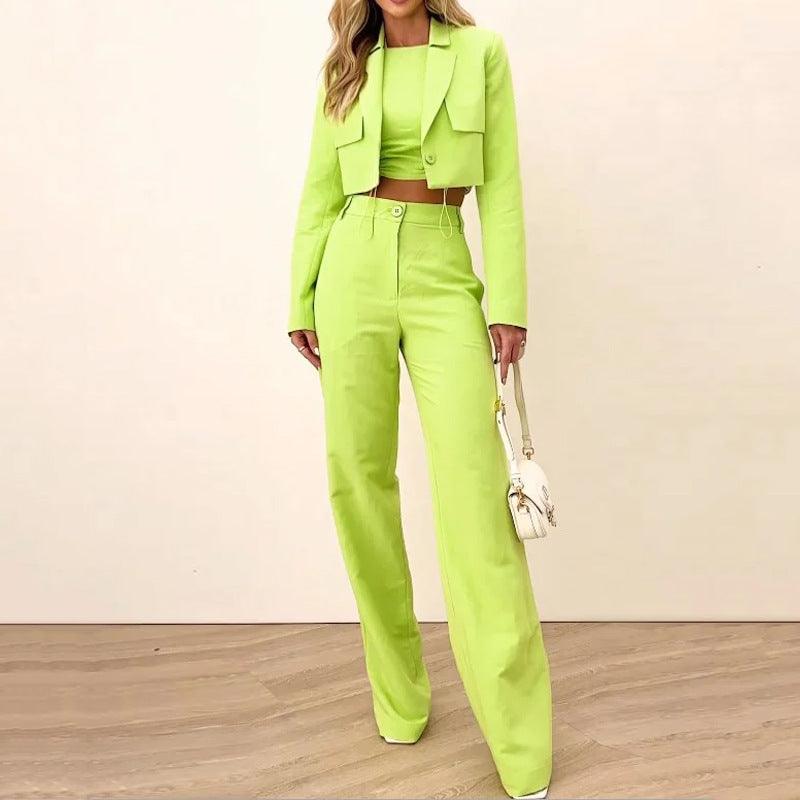 Fashion Casual Loose Solid Color Trousers Two-piece Set - Nioor