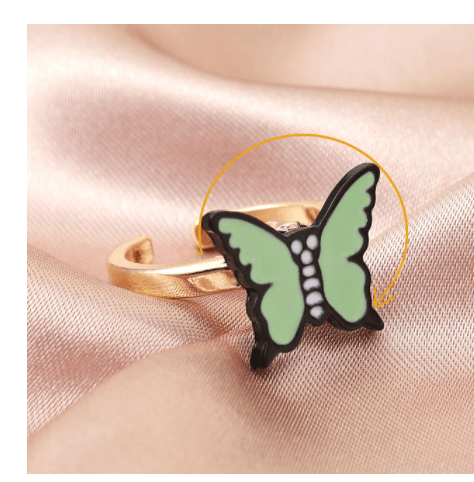 Fashion The Same Sweet Butterfly Revolving Ring - Nioor