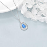 Sterling Silver Blue Opal Teardrop Necklace Jewelry for Women - Nioor