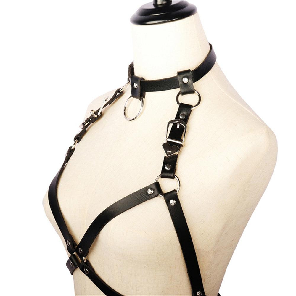 Sexy Lady Punk Collar Strap One Heart Belt Belt Strap Chest Personalized Hip Hop Harness Leather Goods - Nioor