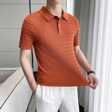 Men's New Young Business Jacquard Knitted Short-sleeved T-shirt - Nioor