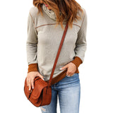 Pullover Contrasting Color Sweatshirt With Topstitching - Nioor