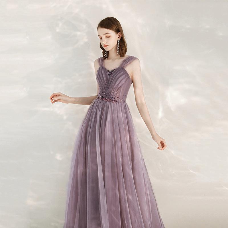 Purple Host Star Sky Toast Dress Shoulder To Shoulder - Nioor