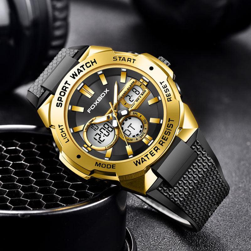 Double Display Multi-function Sports Men's Waterproof Luminous Quartz Watch - Nioor