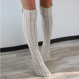 Three-color Twist Mid-calf Knitted Bunching Socks Women - Nioor