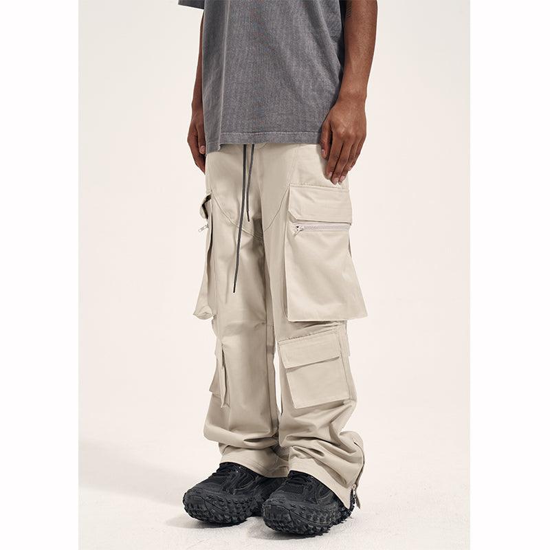 Multi Pocket Retro Velcro Side Zipper Men's Casual Pants - Nioor