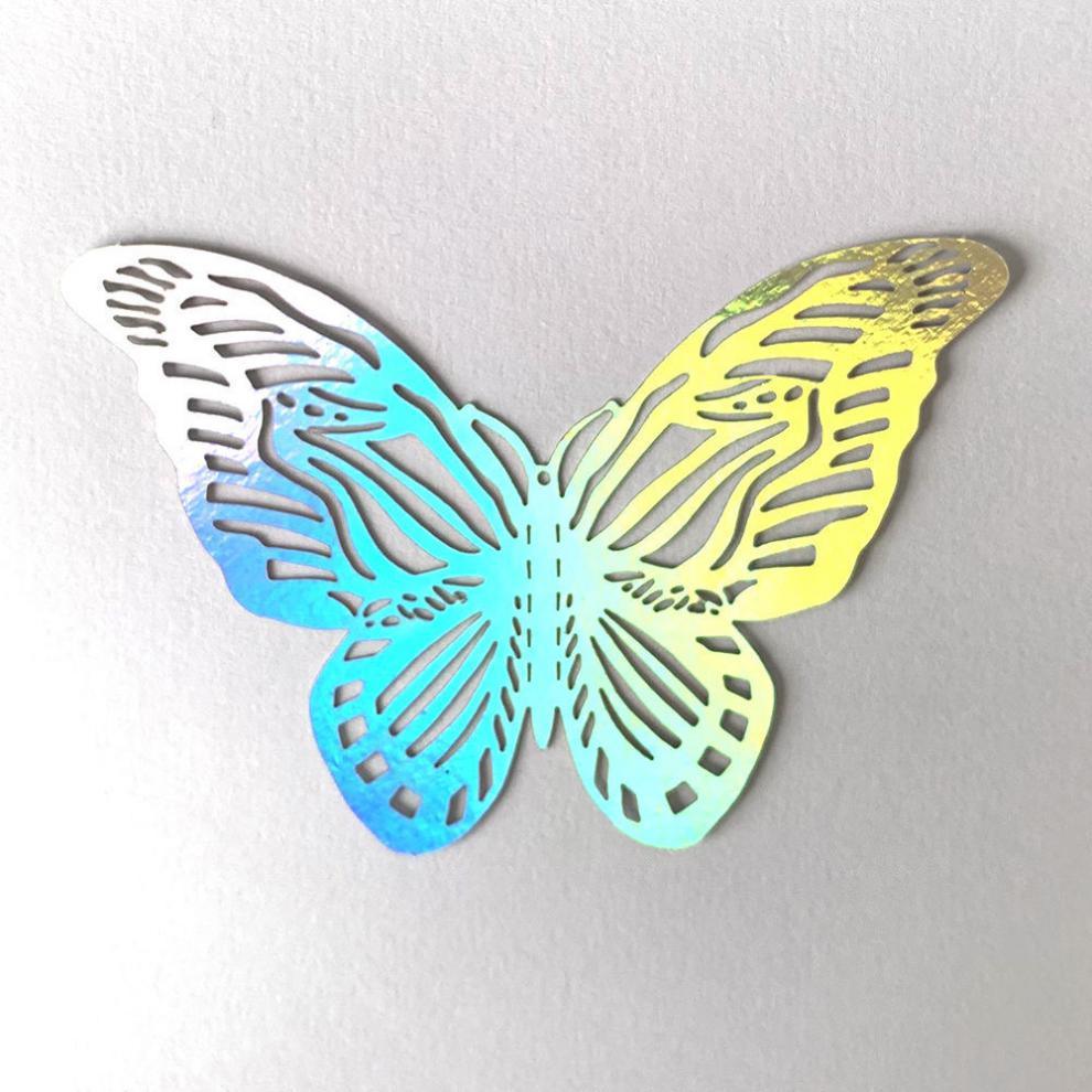 Butterfly Stickers Colorful Silver Hollow Paper 3d Wall Stickers Living Room Bedroom Wall Decoration Wall - Nioor