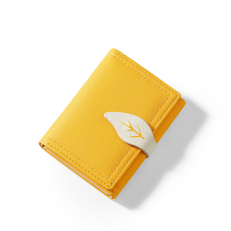 Fashion Folding Short Women's Creative Color Contrast Leaf Wallet