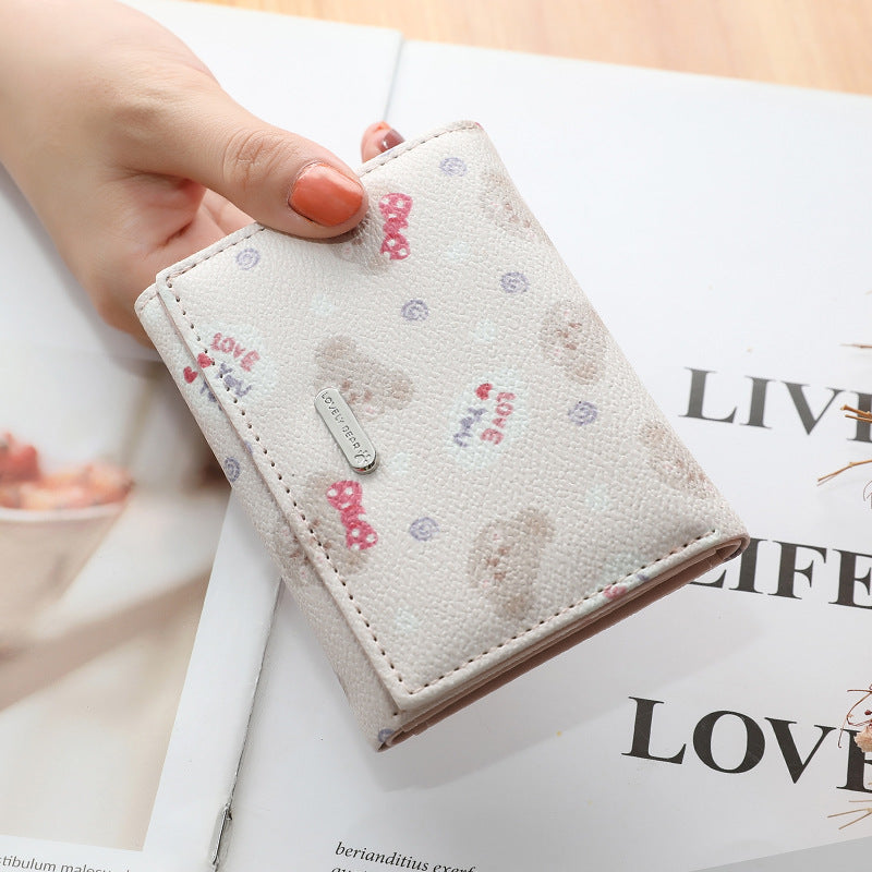 Women's Fashion Pointed Small Bear Print Student Wallet