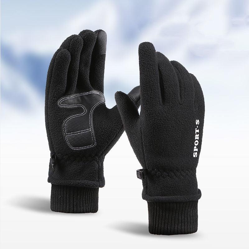 Outdoor Ski Riding Gloves Winter Polar Fleece Flip Cover Winter Gloves Men And Women Plus Velvet Thickened Warm Touch Screen Gloves - Nioor