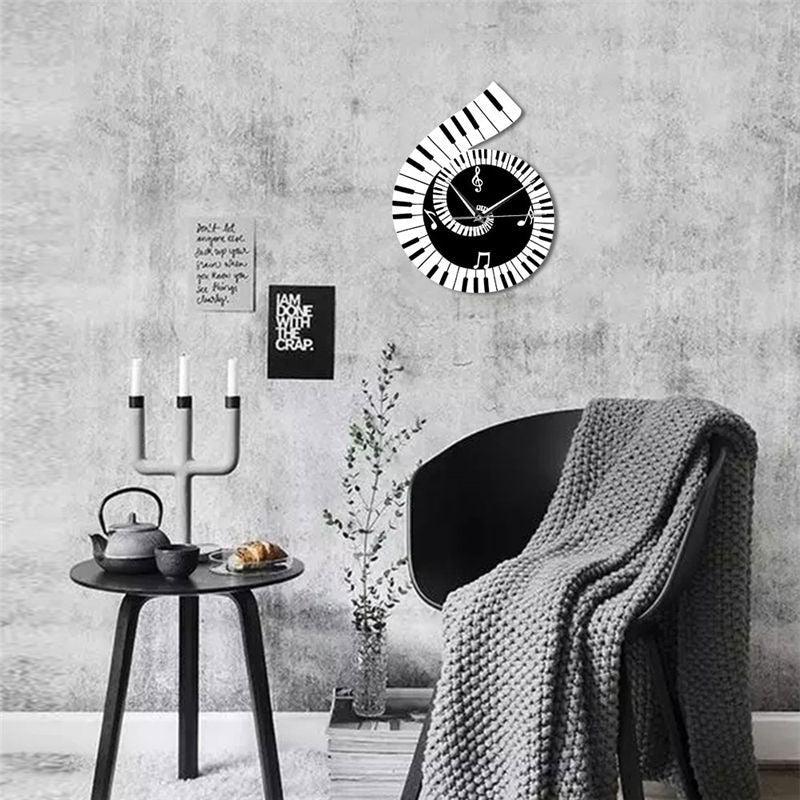 Decoration Wall Clock Treble Clef Piano Keyboard Musical Notes Irregular Decoration Clock Wall Clock Cross-border - Nioor