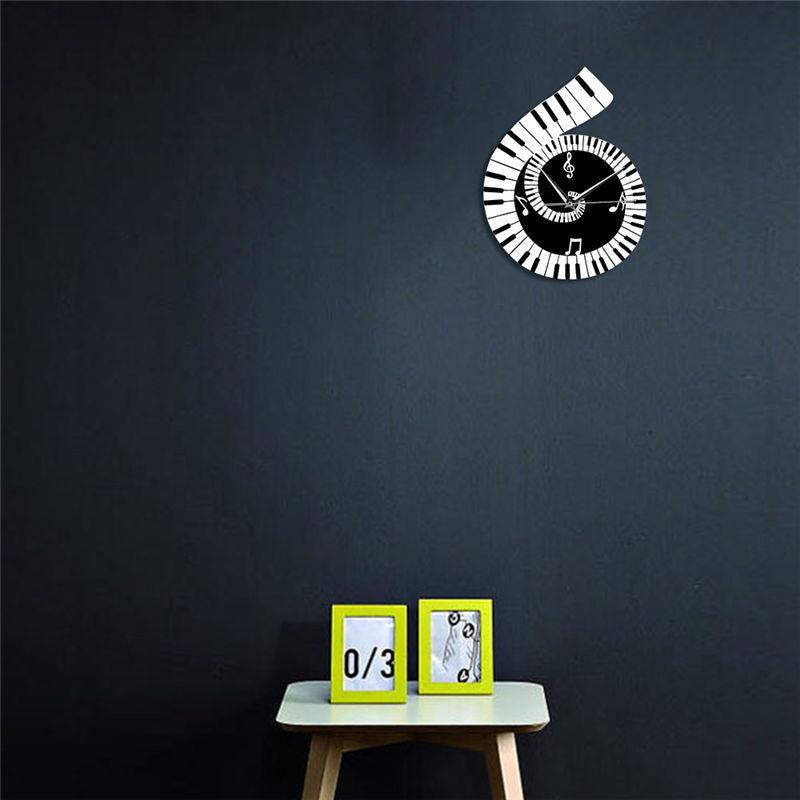 Decoration Wall Clock Treble Clef Piano Keyboard Musical Notes Irregular Decoration Clock Wall Clock Cross-border - Nioor