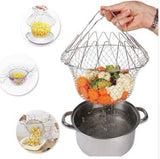 Deep Fry Basket Stainless Steel Multi-function Foldable Chef Cooking Basket Flexible Kitchen Tool for Fried Food Washing Fruits Vegetables - Nioor