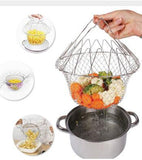 Deep Fry Basket Stainless Steel Multi-function Foldable Chef Cooking Basket Flexible Kitchen Tool for Fried Food Washing Fruits Vegetables - Nioor