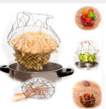 Deep Fry Basket Stainless Steel Multi-function Foldable Chef Cooking Basket Flexible Kitchen Tool for Fried Food Washing Fruits Vegetables - Nioor