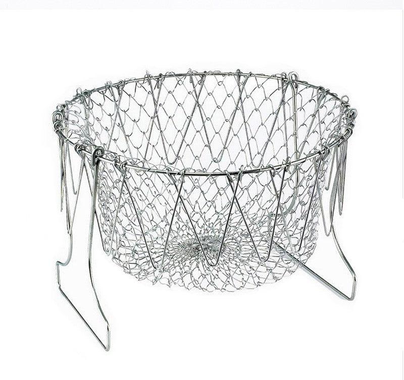 Deep Fry Basket Stainless Steel Multi-function Foldable Chef Cooking Basket Flexible Kitchen Tool for Fried Food Washing Fruits Vegetables - Nioor