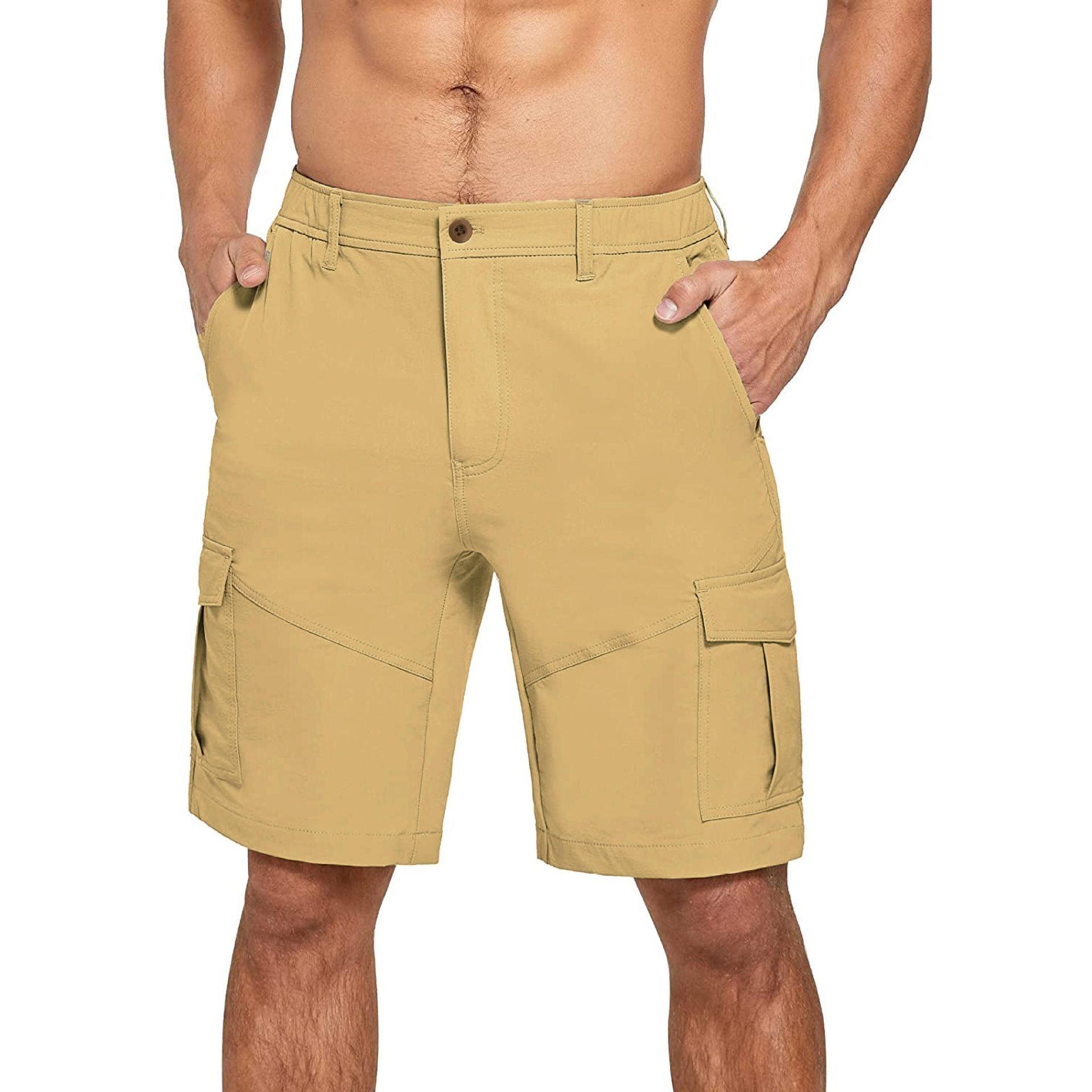 Solid Color Men's Loose Casual Multi-pocket Workwear Shorts - Nioor