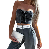 Denim Tube Top Women's Sexy Vest - Nioor