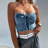 Denim Tube Top Women's Sexy Vest - Nioor