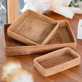 Desktop Storage Basket Rattan Living Room Home - Nioor