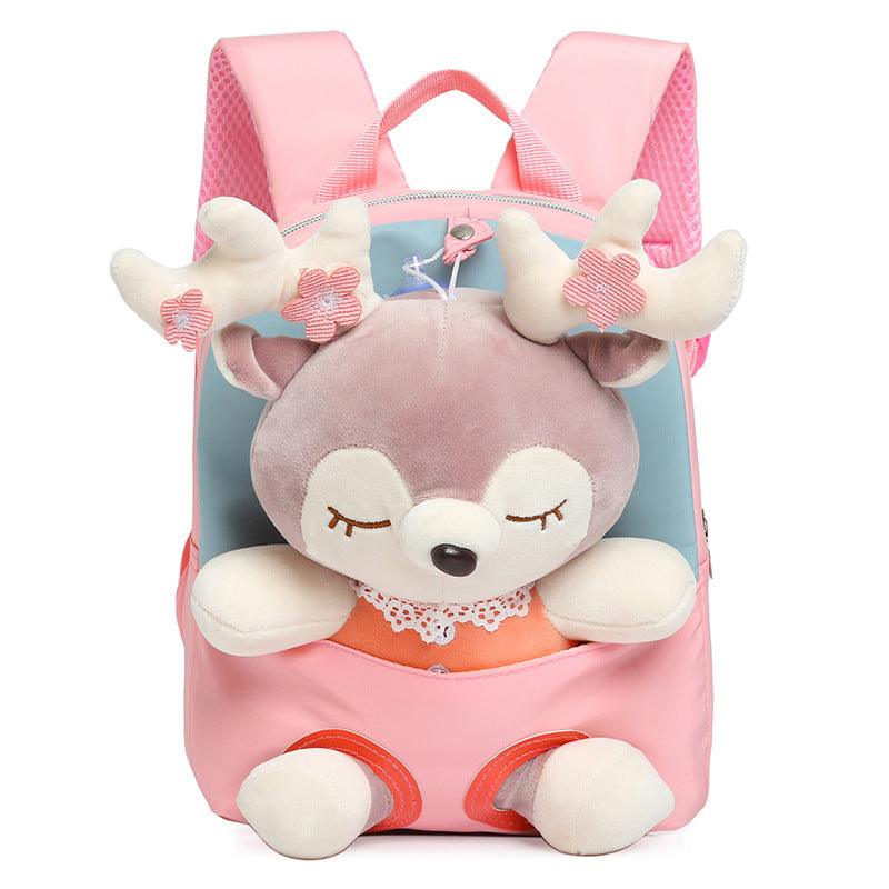 Cartoon Plush Split Elk Cute Children's Small Backpack - Nioor