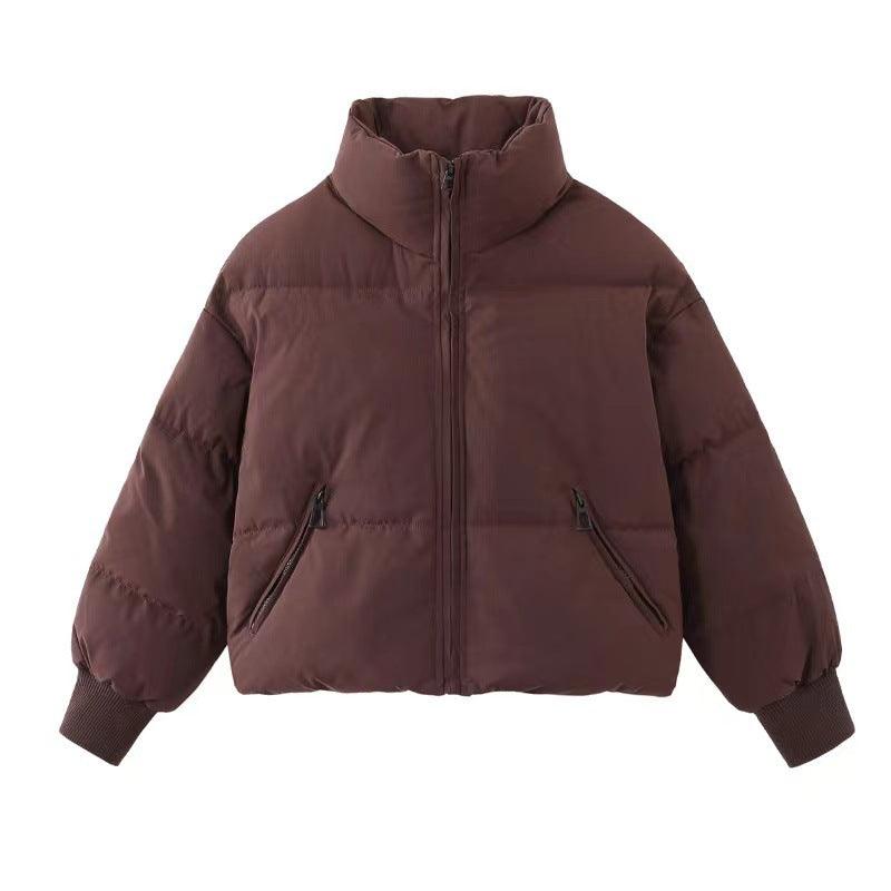 Fashion Ins Style Bread Coat Women's Solid Color Stand Collar Loose Warm Down Jacket Winter Slim Casual Short Coat - Nioor