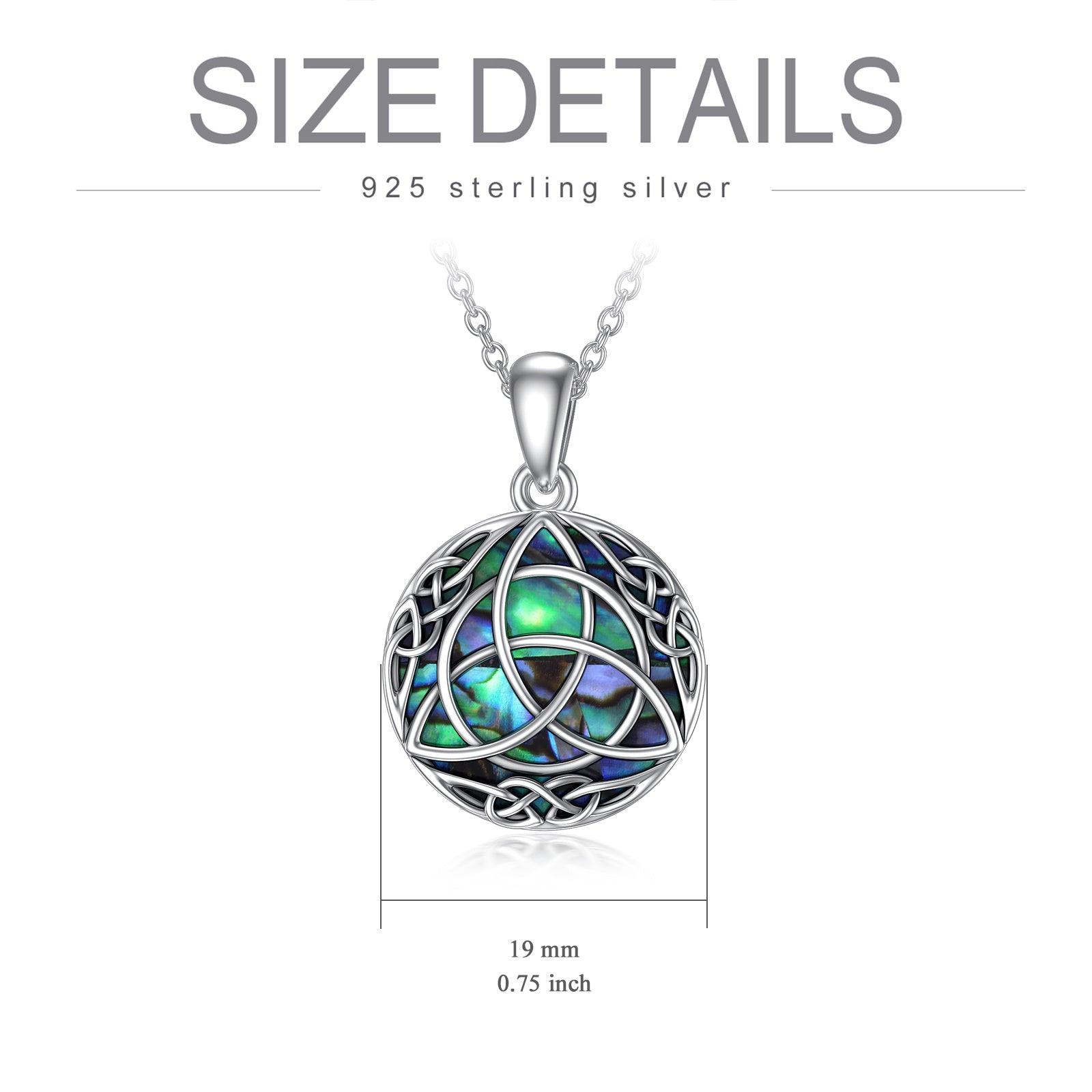 Vintage Sterling Silver Trinity Celtic Knot Lucky Necklace With Simulated Abalone Shell - Nioor