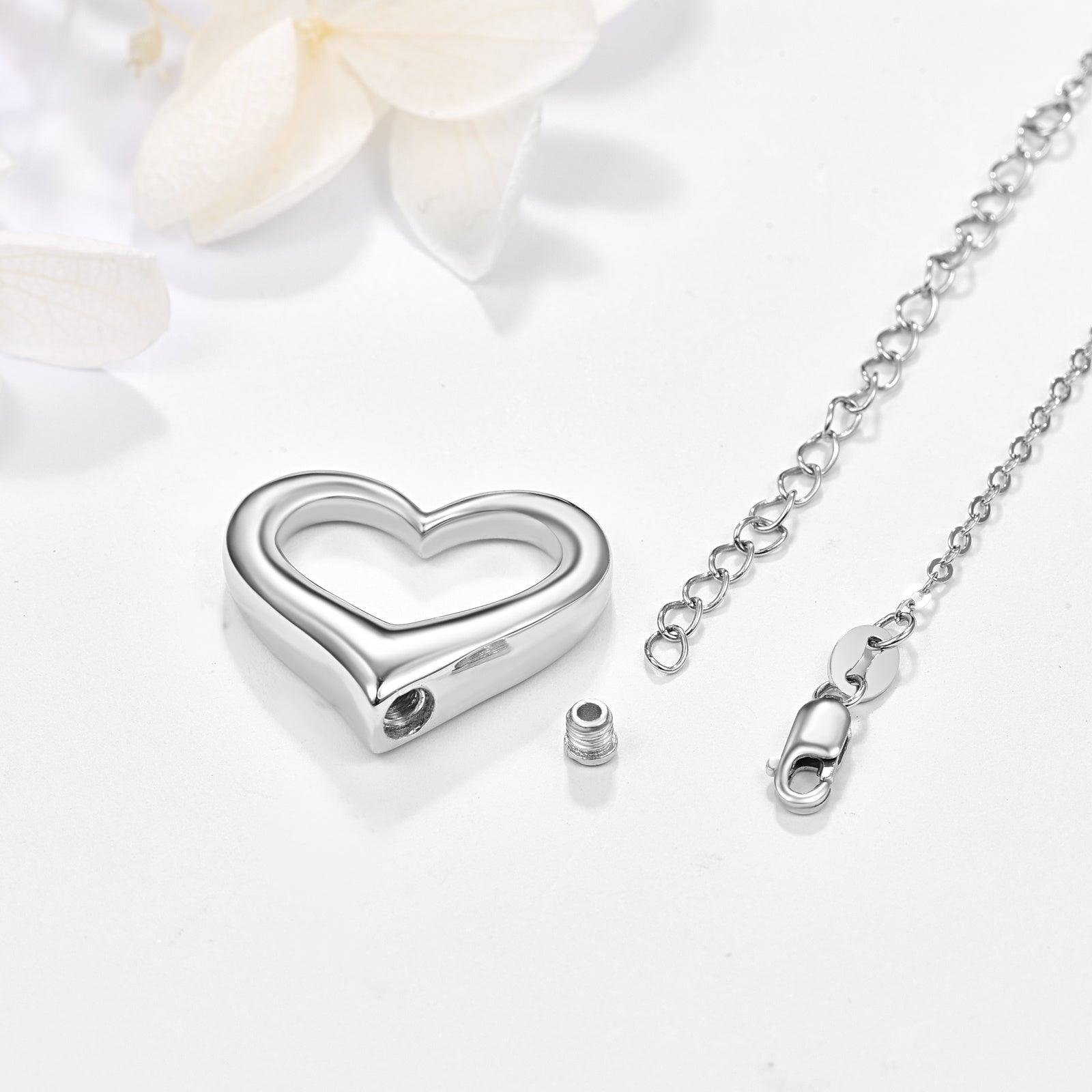 Heart Urn Necklace for Ashes for Women 925 Sterling Silver Cremation Jewelry Necklace Urn - Nioor