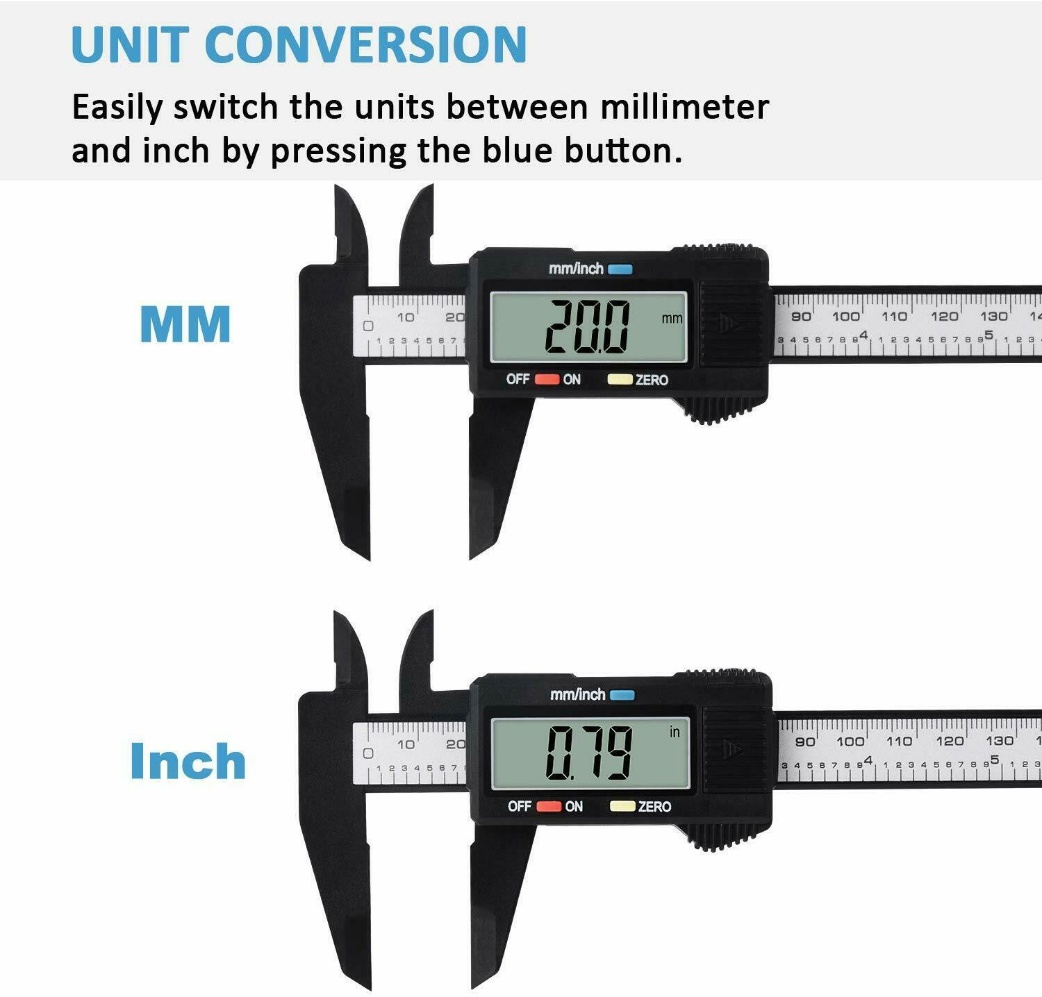 Digital Caliper Electronic Gauge Carbon Fiber Vernier Micrometer Ruler 150mm 6 - Nioor