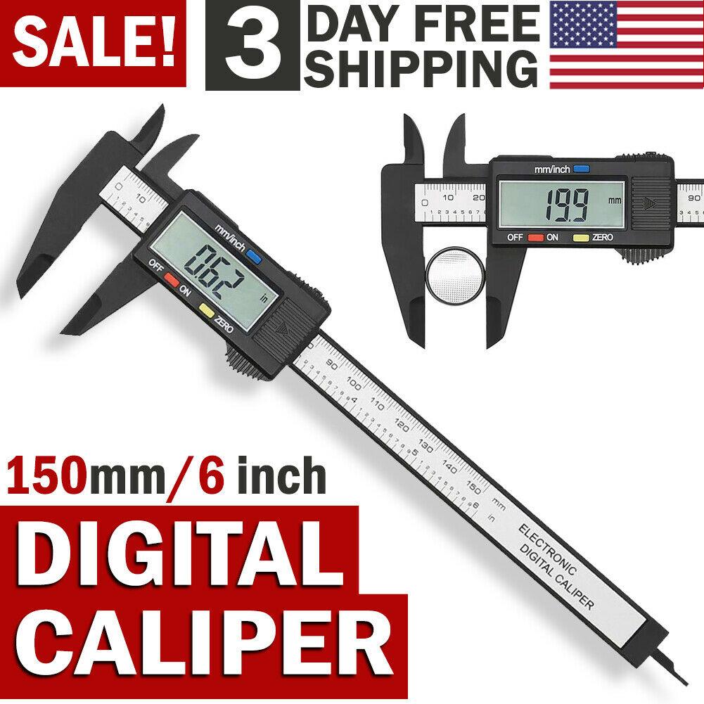 Digital Caliper Electronic Gauge Carbon Fiber Vernier Micrometer Ruler 150mm 6 - Nioor